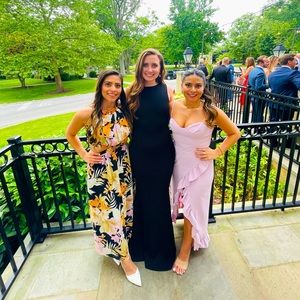 Multicolor floral dress with cutouts.